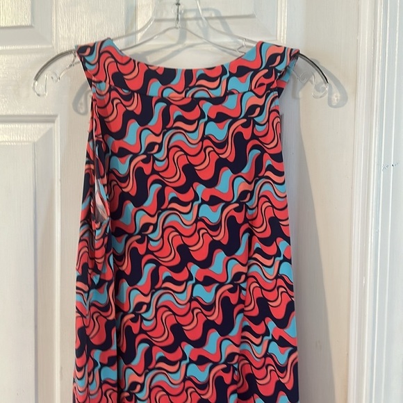 Women’s Katherine Way V-Neck Sleeveless Multi Color Nylon & Spandex Dress Sz XL - Picture 7 of 9